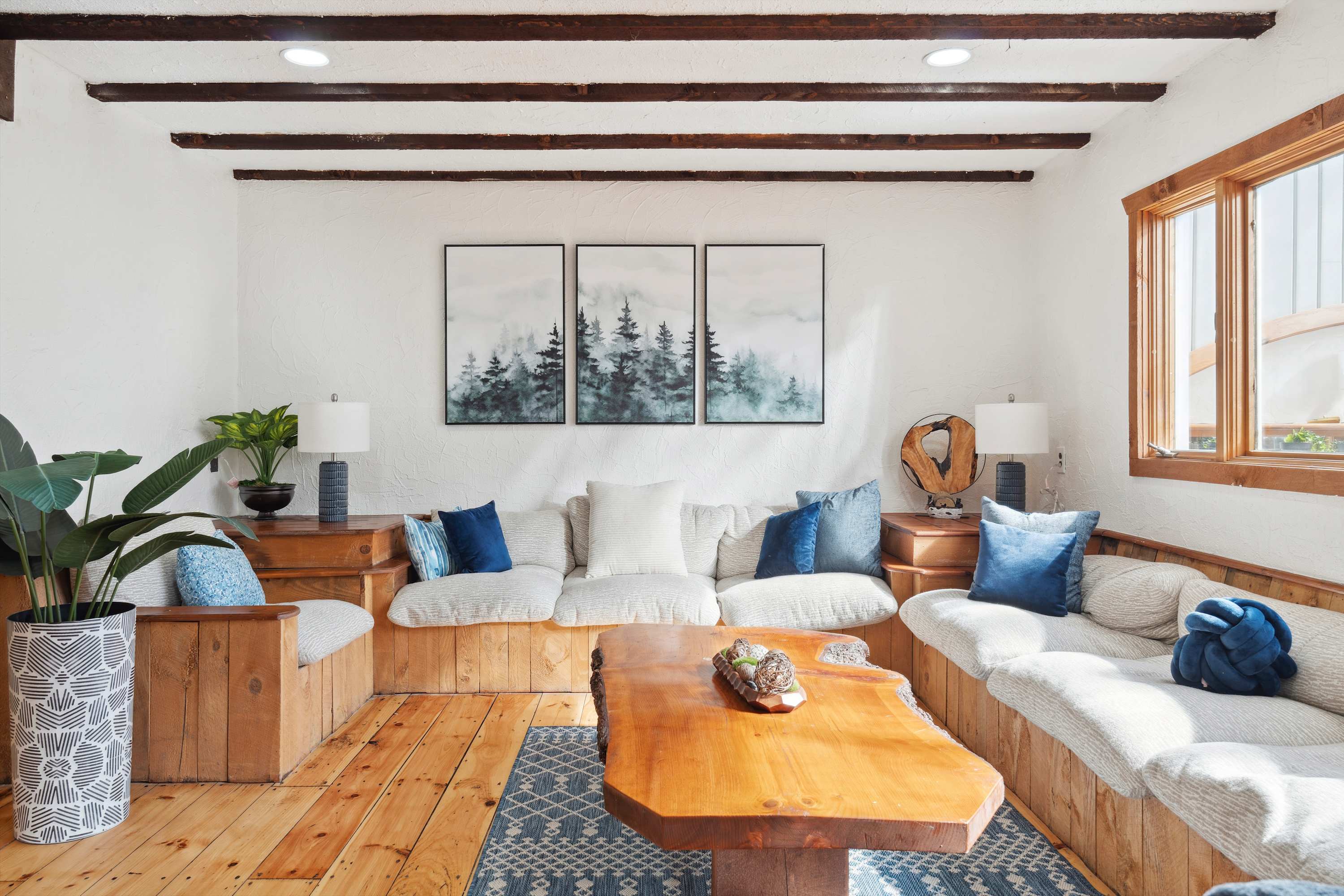 Warm lounge inside the Vermont retreat house