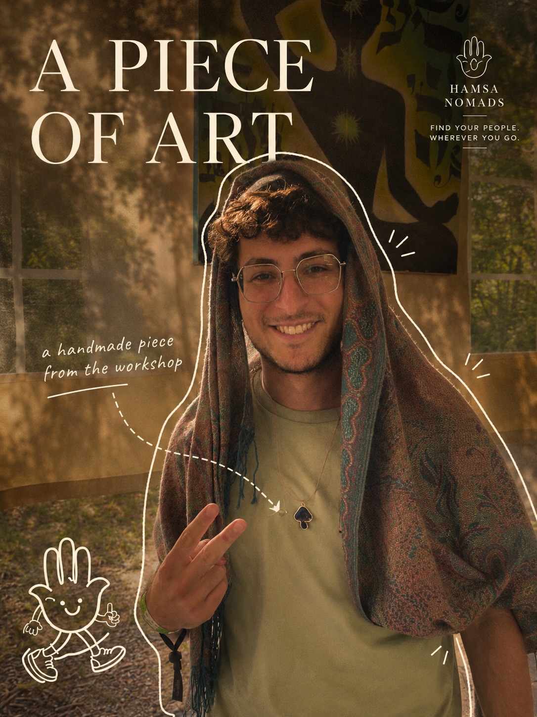 A participant showing a finished handmade piece.